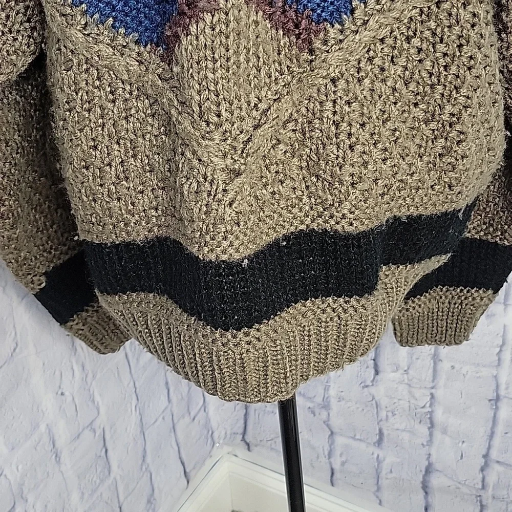 STREET‎ SCENES Multicolored Crochet Heavyweight Men's Sweater Large